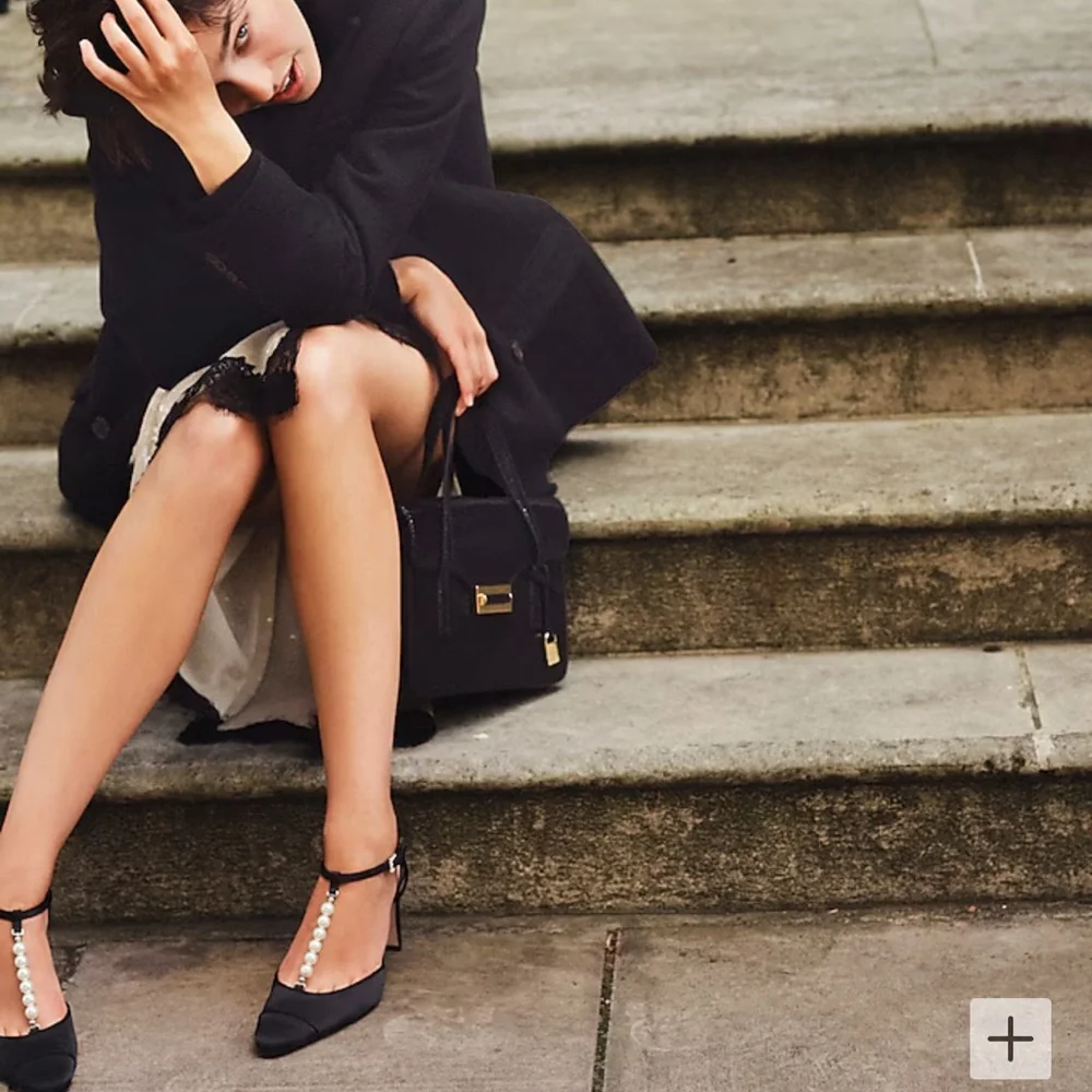 J. Crew Black Heels with Pearl Accents - Picture 2 of 10